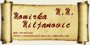 Momirka Miljanović vizit kartica